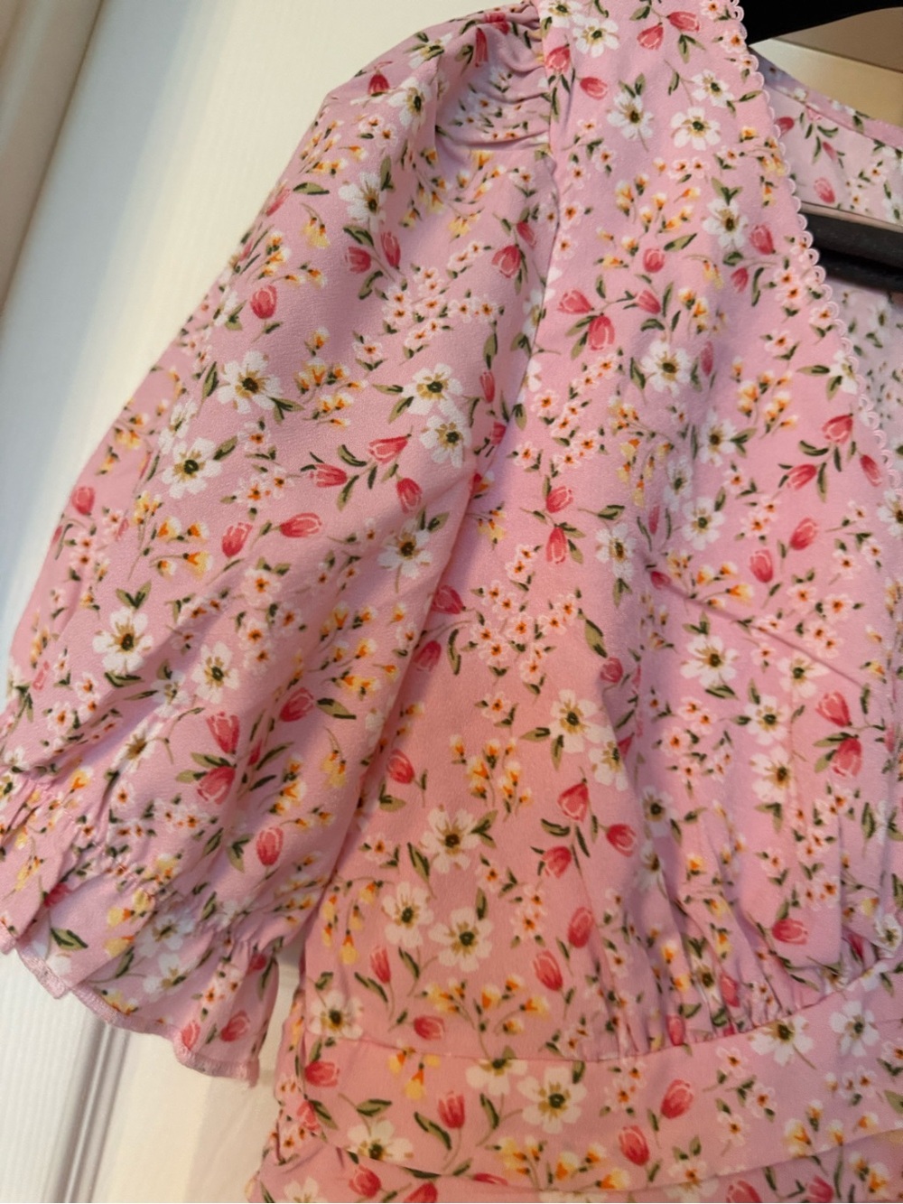 Reserved Pink Floral Tiered Mini Dress - Picture 3 of 3